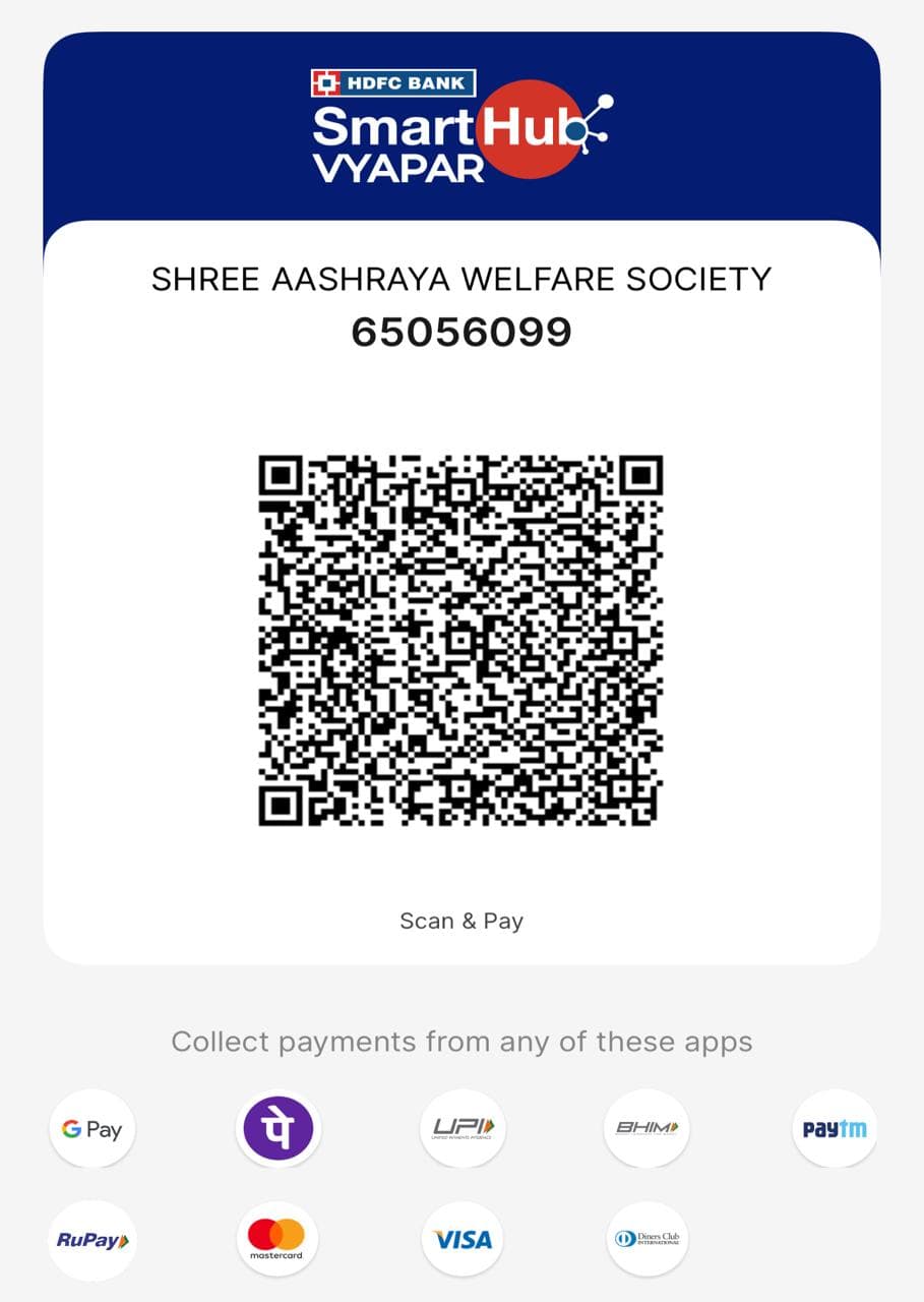 UPI QR code to donate to Shree Aashraya Welfare Society